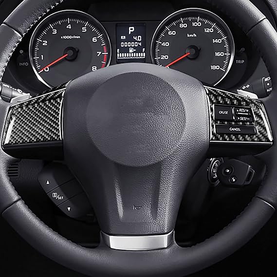 Real Premium Carbon Fiber Compatible with Subaru Impreza 2012-2016 Compatible with Subaru XV Crosstrek 2013-2017 Accessories Car Cover Sticker Decal Interior Trim(Steering Wheel Button Style B)