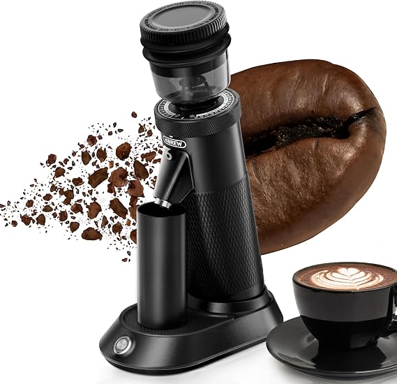 HiBREW G5 Electric Burr Coffee Grinder, Aluminum Body, Single Dose, Black | 48mm Conical Burr with Dual Speed Grinding, 36 Grind Levels,50g Bean Capacity, Quiet & Compact, Anti-Static Design,Espresso