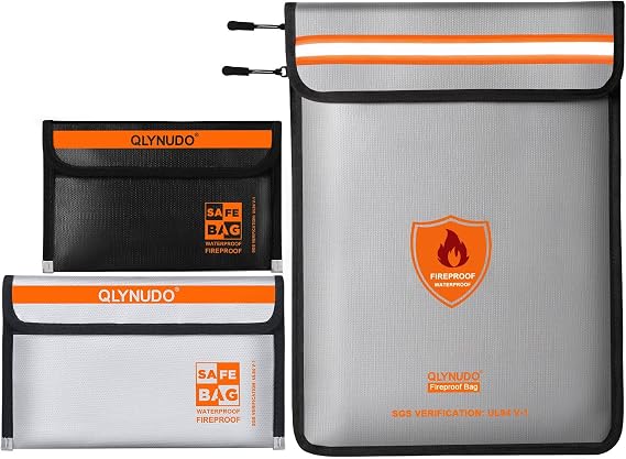 Upgraded Fireproof Document Bag, Fireproof Money Bag for Cash with Zipper (Aluminum Foil Lining), 3 Size Waterproof Pouches (Small, Medium and Large)
