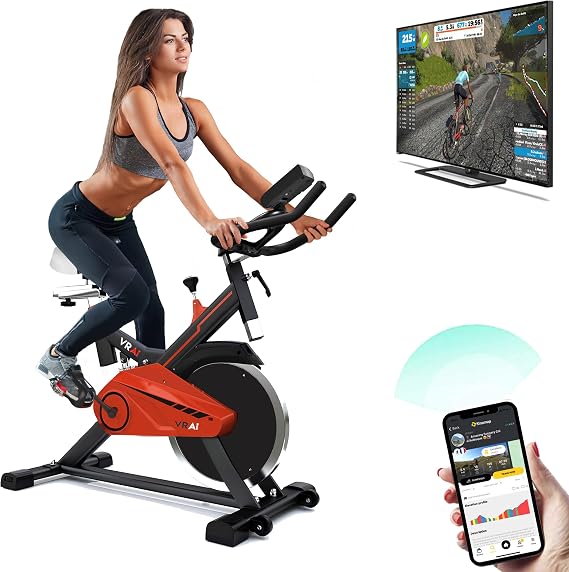 SB1000X Bluetooth Smart Exercise Bike | Kinomap, Smartphone Sport App Zwift Spin Bike | Live Video Streaming, Coaching & Training-Heavy Flywheel Gym Equipment for Home