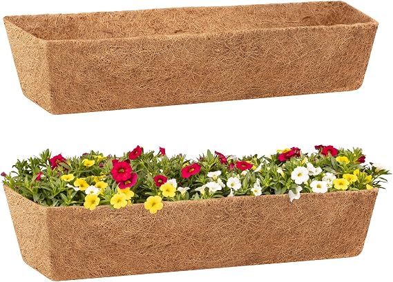 Legigo 2 Pack Rectangle Coco Liners for Planters- 36 Inch Window Box Liners