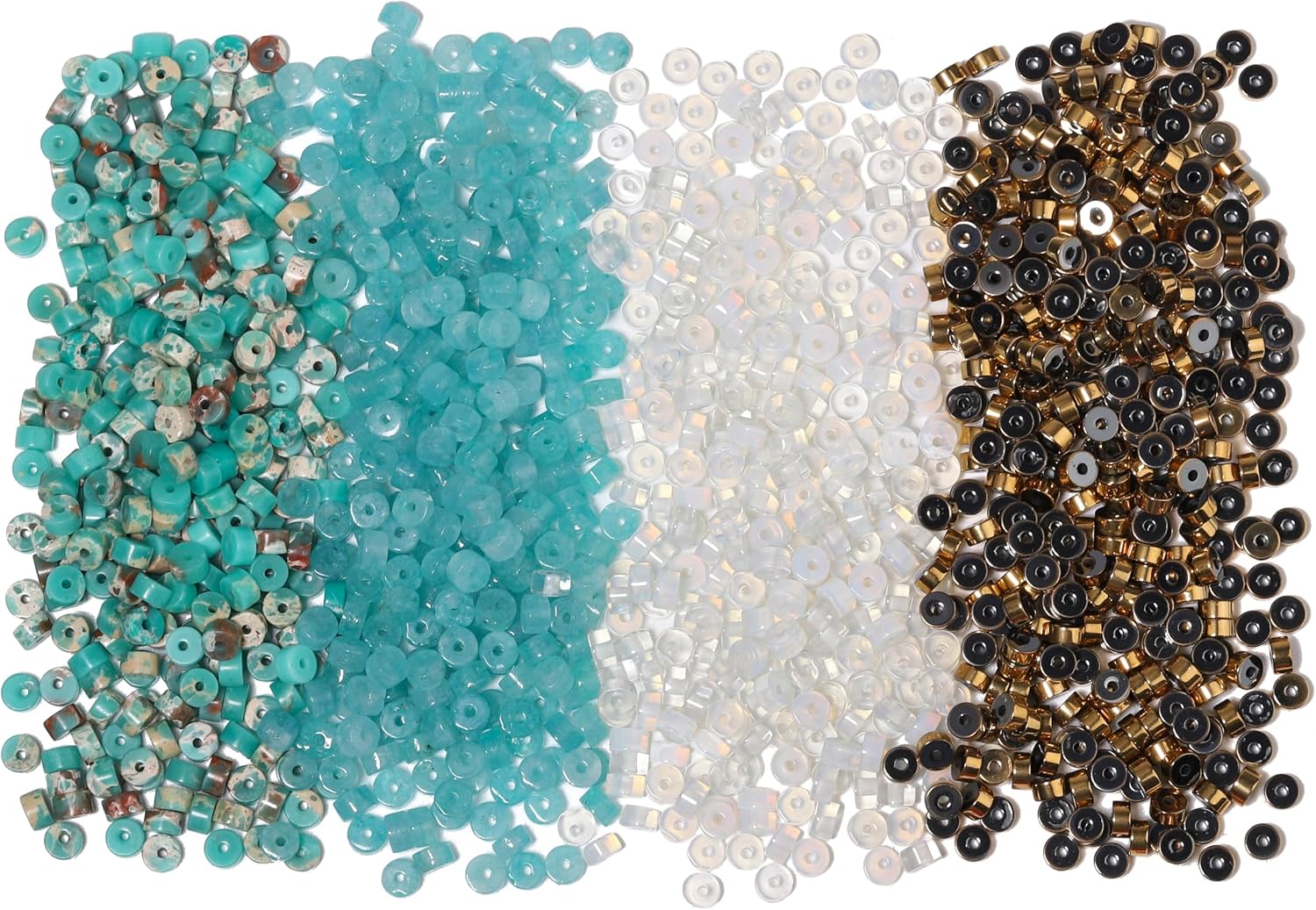 290 PCS Imperial Jasper Bracelet DIY Blue-Green Jasper Stone Beads Set,4mm Small Gemstone Beads for Necklace Making Gold Plated Hematite Beads Spacer Beads for Bracelets