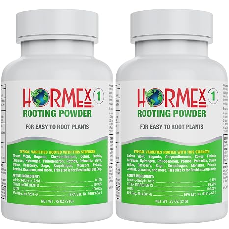 Hormex Rooting Powder #1 (2 Pack) - Rooting Hormone for Delicate Houseplants, Garden Herbs & Succulent Cuttings - Root Stimulator for Plant Cloning - Strong Roots for Maximum Propagation Success