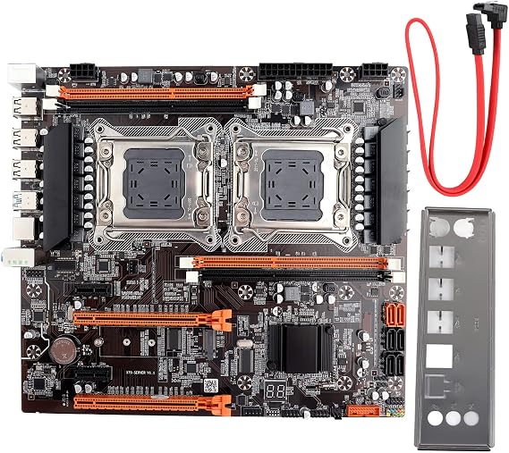 Wendry Desktop Motherboard,Built-in Rear 2 x USB3.0/Gigabit LAN Card X79,DDR3 Four-Channel Memory,with SATA Cable(Dual Socket)