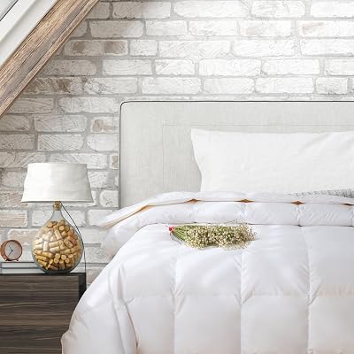 Ambassador Canadian Crafted Luxury Down Comforter 600 FP Duck Down Duvet Insert, Baffle Box, 240TC Cotton, Hypoallergenic, Corner Tabs Cozy, Comfort and Elegance for All Seasons KingCali. King