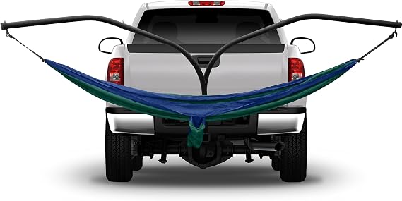 Hammock Hitch Stand with 2 Cradle Chairs and Blue/Green Parachute Hammock (Blue)
