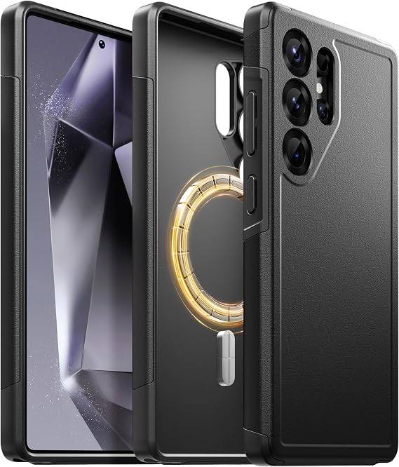 Magnetic for Samsung Galaxy S25 Ultra Case, Compatible with MagSafe, [Privacy Screen Protector] Slim Military Grade Protection Shockproof Phone Case for Galaxy S25 Ultra 6.8",Black