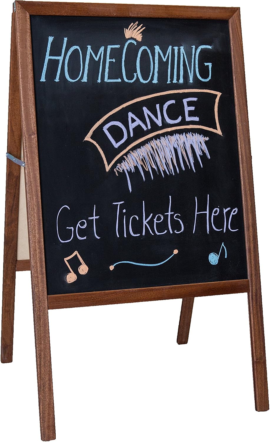 Crestline Products Marquee Easel 2 Black Chalkboards, Stained Hardwood Sidewalk Easel - 42 H x 24 W