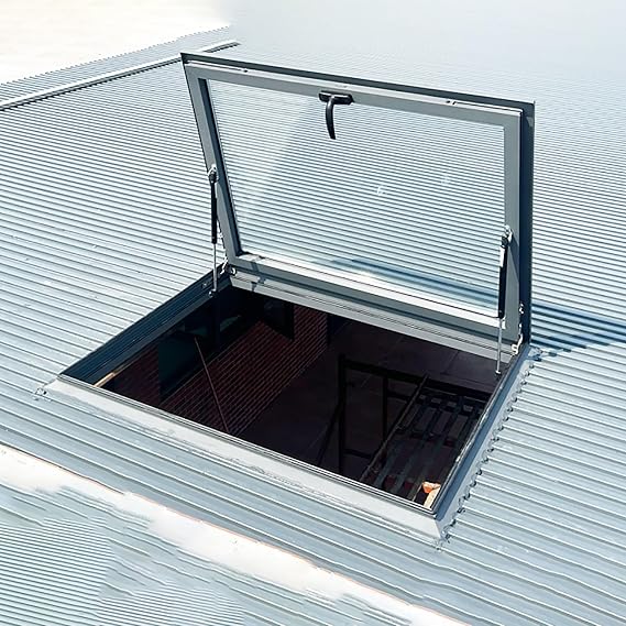 Skylight House Roof Window, Hand Skylight House Roof Window with Aluminum Alloy Frame and Tempered Glass, Metal handle, Windows for Basement/Attic/Shed House, Customizable size(60x100cm/23.6x39.4in)
