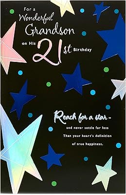UK Greetings | 21st Birthday Card for Grandson | Happy Birthday Gifts | Him, Boys, Men | Lovely Design | With Envelope | 155 x 235 mm