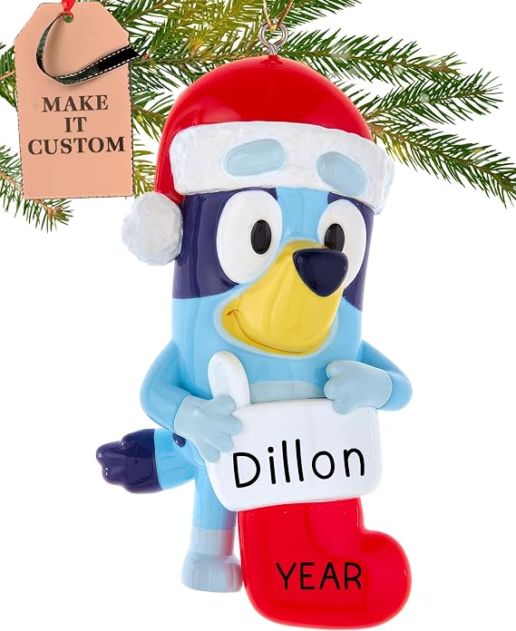 Personalized Bluey Ornament 2026 for Little Girls & Boys, Bluey Cartoon | 23h Customized, Laser Engraved Kids Christmas Ornaments, Custom Bluey Keepsake Gift from Grandparents, Parents & Family
