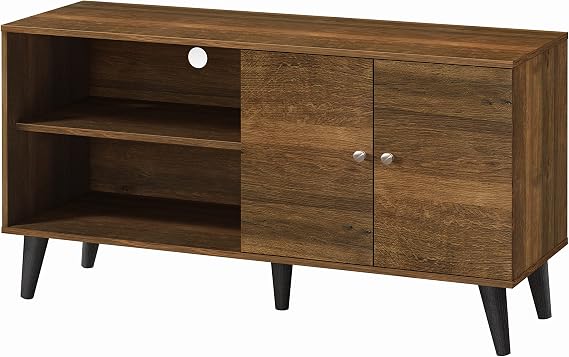 Farmhouse TV Stand, TV Stand for TV up to 45 inch Entertainment Center with with 2 Storage Shelves & 1 Cabinet Media Storage Cabinet Console Table for Living Room,Rustic Brown