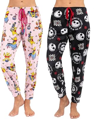 Prestigez Mickey Pack of 2 Womens Fleece Pajama Pants Sleepwear Bottoms