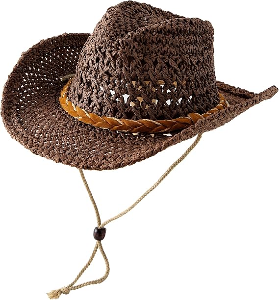 Jastore Straw Cowboy Hats for Boys Girls Western Cowboy Hat Kids Straw Hat Toddlers Sun Hat Beach Hat