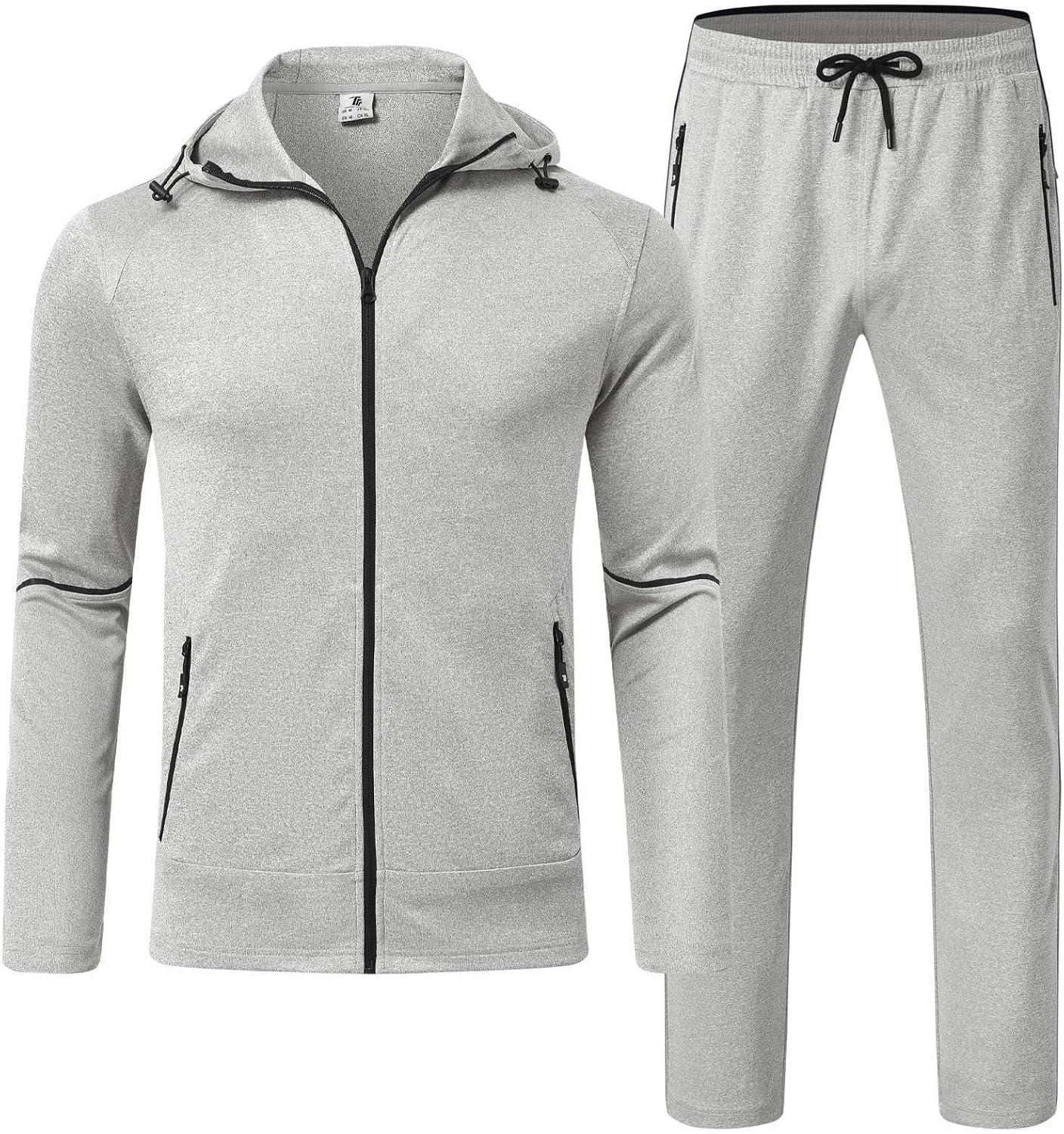 Rdruko Tracksuit Mens Jogging Suit Set Sports Suit with Hood Leisure Suit Long Sleeve Mens Tracksuit for Gym Fitness
