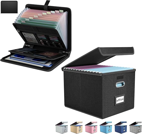 Upgraded Portable File Organizer&Fireproof Accordion File Organizer