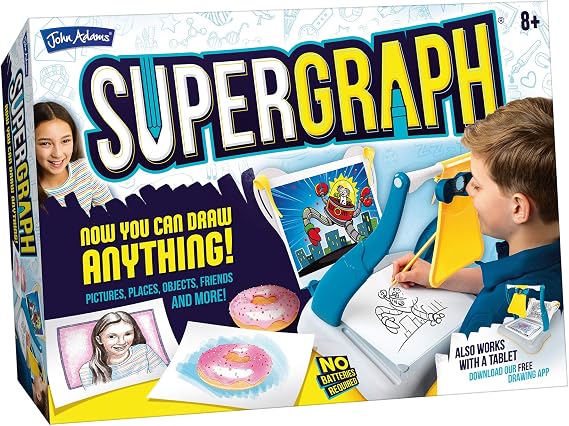 John Adams SuperGraph Drawing Station | Draw Anything Anywhere | Optical Tracing & Projection Drawing Kit | Lightweight & Portable | Age 8+ | Kids Arts & Crafts Gift Idea for Birthday & Christmas