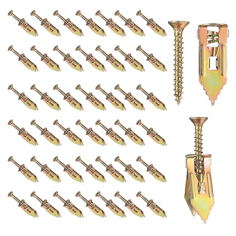 200 PCS Self Drilling Drywall Anchors Kit, Zinc Plated Steel Hollow Wall Fixings with Screws for Plasterboard (100 Anchors + 100 Screws),plaster board wall fixing,No Drill Needed for Easy Installation 