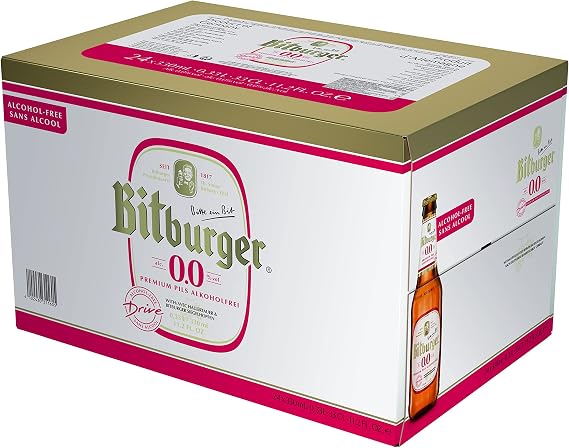 Bitburger Premium Pils Drive Alkoholfrei 0.0% | 12 x 330ml Glass Bottles | Alcohol-Free Pilsner | 330ml Glass Bottles | Crisp & Refreshing | Vegan-Friendly