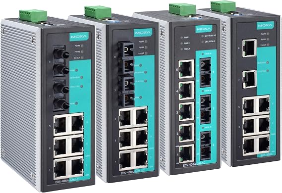 MOXA EDS-408A-SS-SC Entry-Level Managed Ethernet Switch with 6 x 10/100BaseTX Ports, and 2 x 100BaseFX Single-Mode Ports with SC connectors, 0 to 60C Operating Temp.