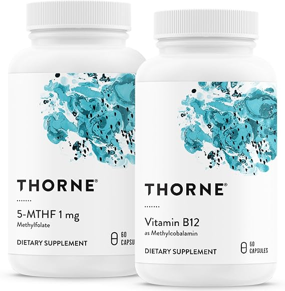 THORNE - 5-MTHF & Vitamin B12 Bundle - Cardiovascular & Nerve Support - 60 Servings