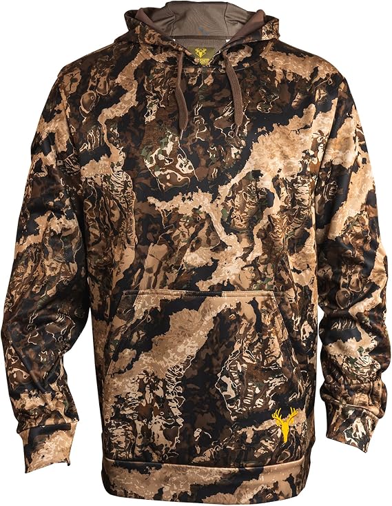 HOT SHOT Mens Camo Performance Fleece Hoodie, Midweight Sweatshirt with Hood, Thermal Camouflage Hunting Clothes for Men