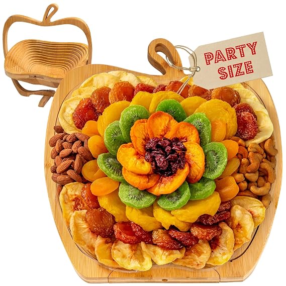 Dried Fruit and Nut Gift Basket, Healthy Assorted Natural Snack Gift Tray, Extra Large Variety Food Tray Party Platter- Mothers Day, Holiday, Birthday, Sympathy, Office, Men, Woman, Him, Her Husband, Wife, Families, Bonnie and Pop