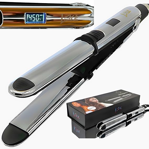 Salon Magic Pro Flat Iron with Titanium Plates, Hair Straightener with Adjustable Temperature and Digital LCD Display, Fast Heating for All Hair Types