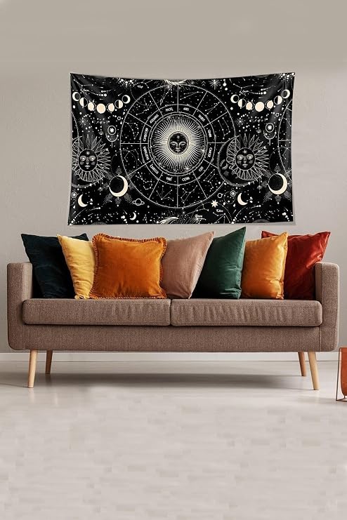 Pelangi Siyah Yıldız Haritası Desenli Leke Tutmaz Kadife Kumaş Duvar Örtüsü Duvar Halısı Tapestry YWLL371, 70 x 100