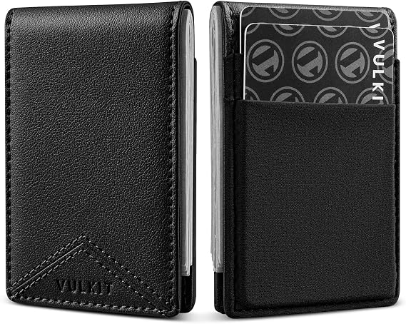VULKIT Slim Money Clip Wallets - Thin FRID Credit Card Holder Minimalist Front Pocket Wallet for Men, Leather with Magnetic Money Clip, Holds Cash & Cards