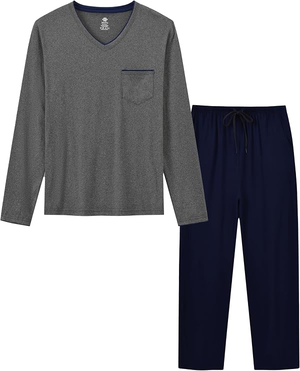 MoFiz Men's Pajama Sets Sleep Lounge Pjs Set Pijamas Para Hombres Sleepwear Loungewear 2 Pieces