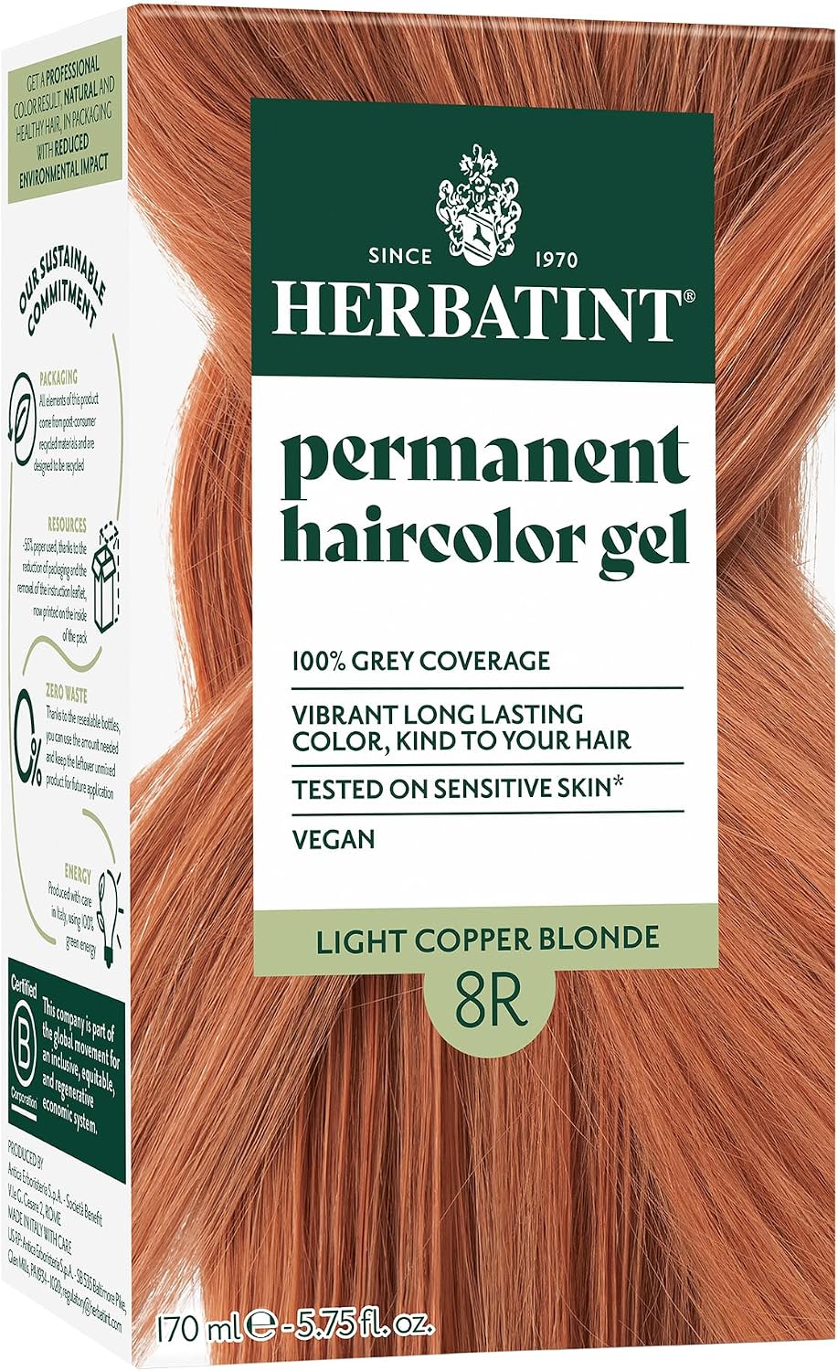 Herbatint 8R Light Copper Blonde Permanent Hair colour 170ml
