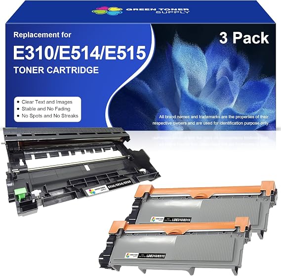 E310dw Toner Cartridge and Drum Unit (2 E310 Toner+1 E515 Drum, 3 Pack)