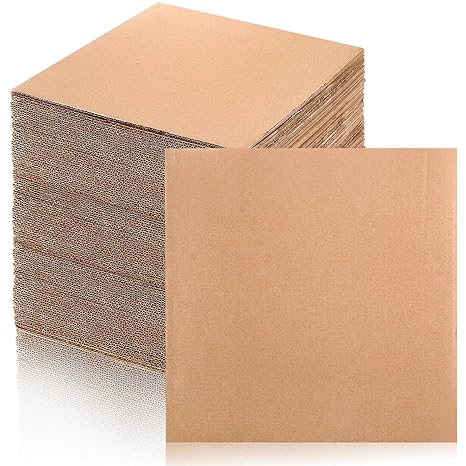 Hacaroa 50 Pack Corrugated Cardboard Sheets 2mm Thick, 30 x 30 cm Flat Inserts Square Cardboard Filler Pads for Mailing, Packing, Shipping, Craft, Brown