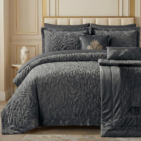Fit Even Quilt Luxora Bedspread 3 Piece Set – Coverless Quilted Diamond Pattern Bedspread, Comforter Throw, Summer and All-Season Lightweight Bedding Sets, with 2 Pillow Sham (Double, Grey)