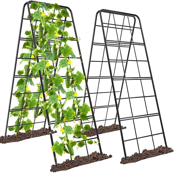 KJX 2 Pack 49"x16.3" Adjustable Garden Trellis, A Frame Cucumber Trellis