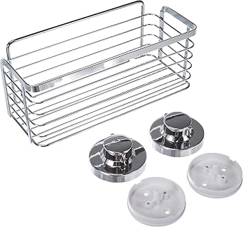 Cornat Shower Basket 3 in 1 Wall Mounted 3 Different Mounting Options with Suction Cup Adhesive Pad and Drilling Chrome-Plated, T340272