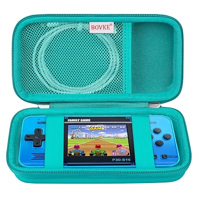 BOVKE Carrying Case for WELLSTG Handheld Game for Kids -Preloaded 220 Retro Video Games, Mini Arcade Electronic Toy Gifts for Boys Girls Portable Holder, Extra Mesh Pocket for SD Card, Green