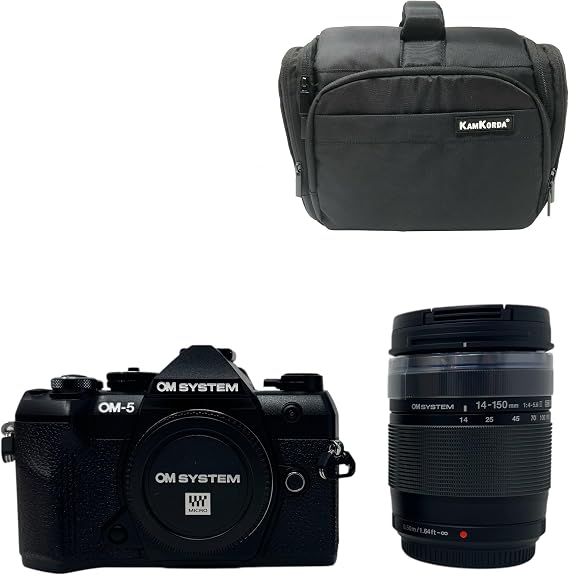 Kamkorda Camera Bag + OM-5 Mark II Mirrorless Camera + 14-150mm II lens, 20.4MP Live MOS Micro Four Thirds Sensor, TruePic IX Image Processor, 4K Video +