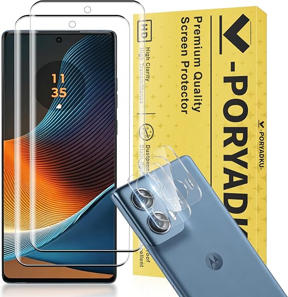 2+2 Pack for Motorola Edge 50 Fusion Screen Protector 3D Curved Glass | Lens Protector Included, HD Clear, Scratch Resistant, Smooth Touch, Case Friendly, Bubble-Free Installation