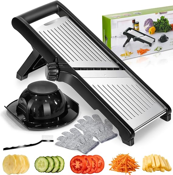 Mandoline Slicer for Kitchen, Adjustable Stainless Steel Food Slicer