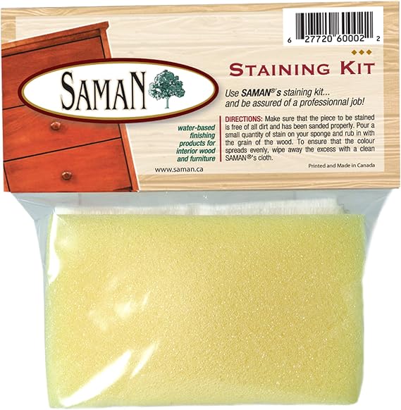 SamaN Staining Kit Includes Sponge, 2 Cloths and Gloves to Effectively Stain Wood
