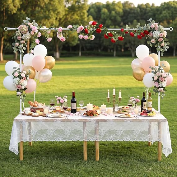 Over The Table Rod Stand with Clamps, White Table Arch Stand with Clamps