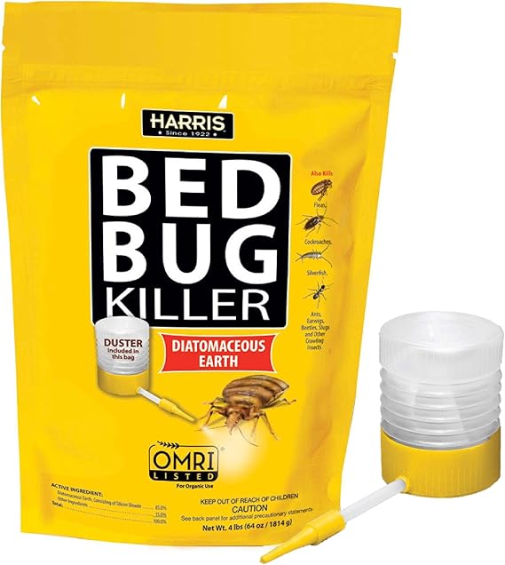Harris Bed Bug Killer, Diatomaceous Earth 4lb with Duster Included Inside The Bag