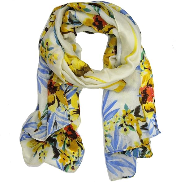 Tropical Yellow Flamingo and Floral Scarf