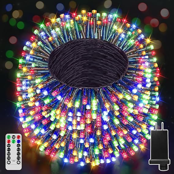 Christmas Lights Outdoor, Christmas Tree Lights Plug in, 8 Modes Twinkle String Light for Bedroom Wedding Party Ceiling Xmas Home Decorations 1200 LED(Multicolor 394 FT)