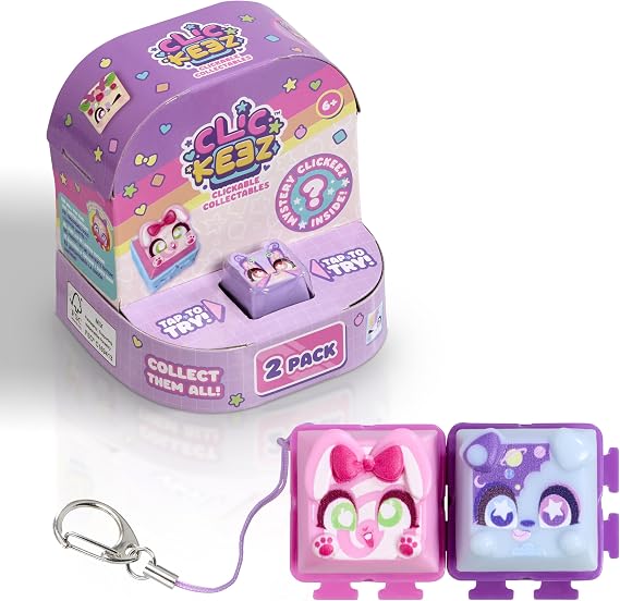 Clickeez Series 1 | 12 Two-Pack CDU | Contains 24 Clickeez | Each Two-Pack Includes 2 Collectible Character Keyboard Keys | Click, Clack, Create Your Own Keychain | Ages 6+
