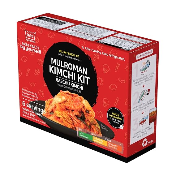 Mulroman Instant Kimchi Kit, Instant Napa Cabbage Kimchi, 6 Servings 350g After Cooking, Make in Just 5 Minutes