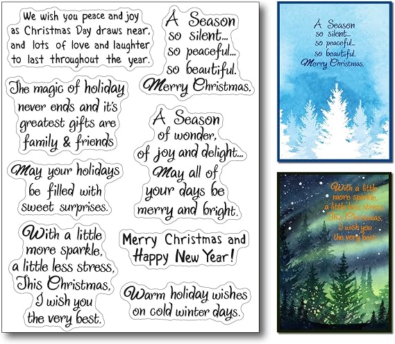 Christmas Verses Clear Stamps Set Christmas Sayings Scrapbooking Stamp Rubber Stamps for Card Making Christmas Sentiment Silicone Stamps for DIY Scrapbooking Making