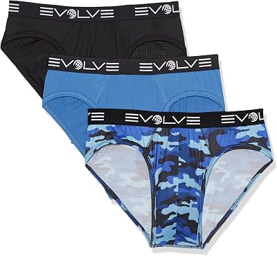 Evolve Mens Sport Mesh 3 Pack No Show Briefs